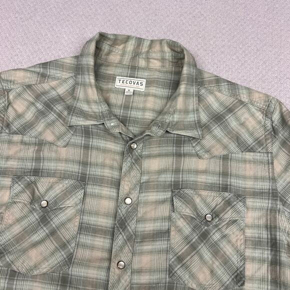 Tecovas Shirt Mens XL Plaid Cotton Pearl Snap Western Cowboy Classic - Picture 3 of 8
